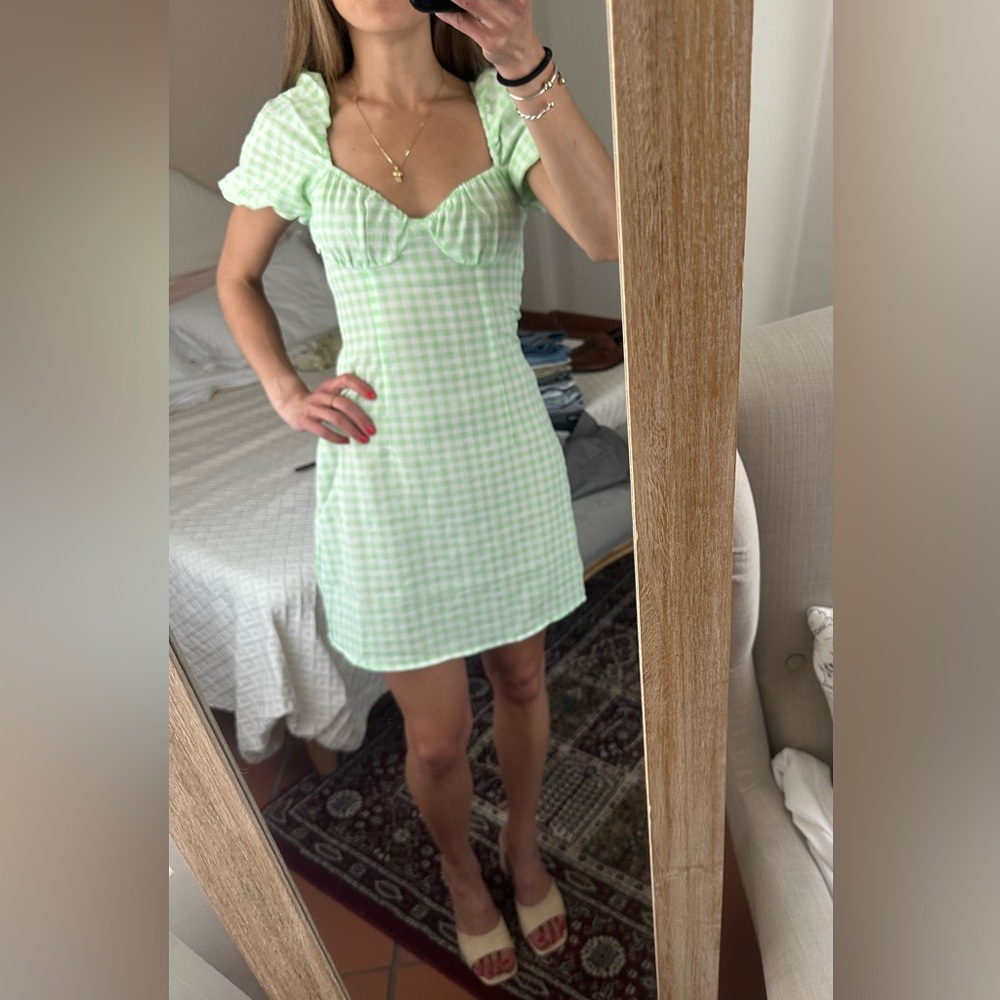 Green gingham dress